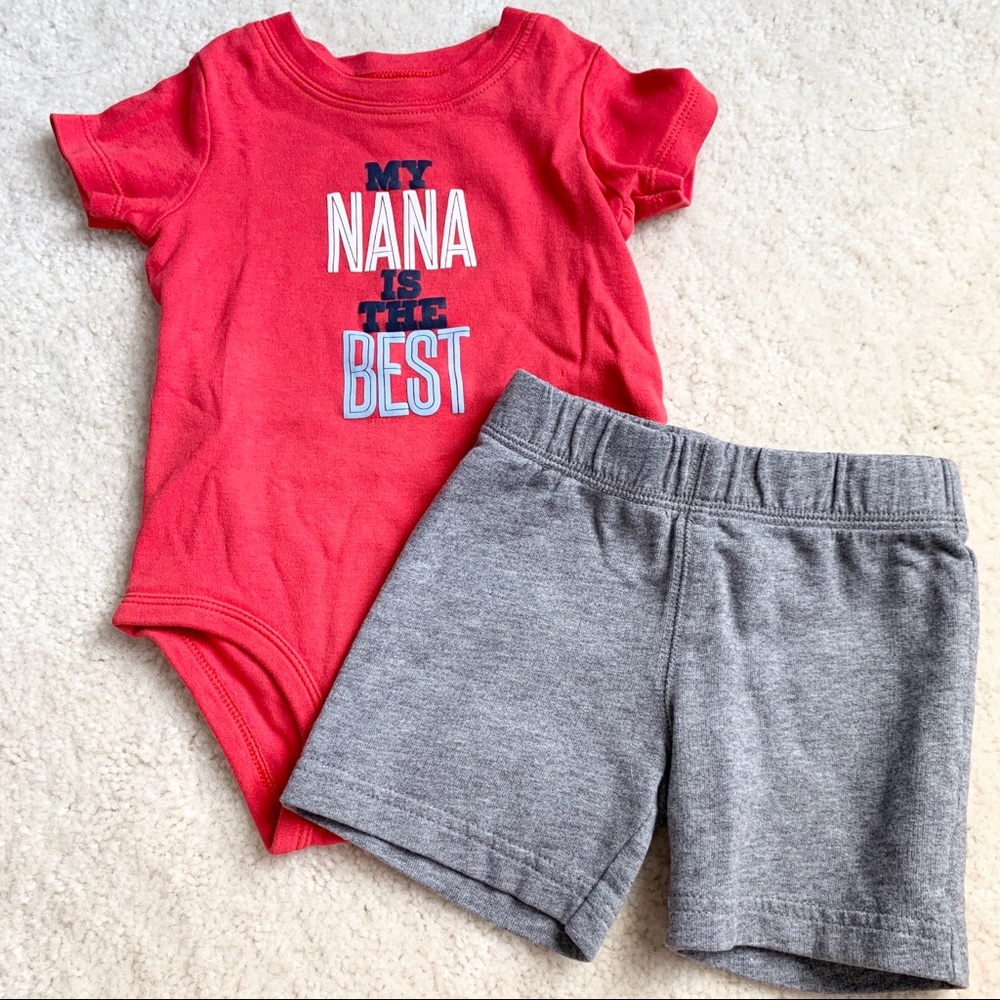 Carter’s Nana Grandmom Onesie and Gray Shorts